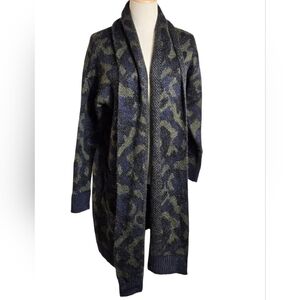 John + Jenn Anthropologie Camouflage Green And Black Open Front Cardigan